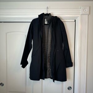 Stylish Black Hooded Coat with Quilted Lining